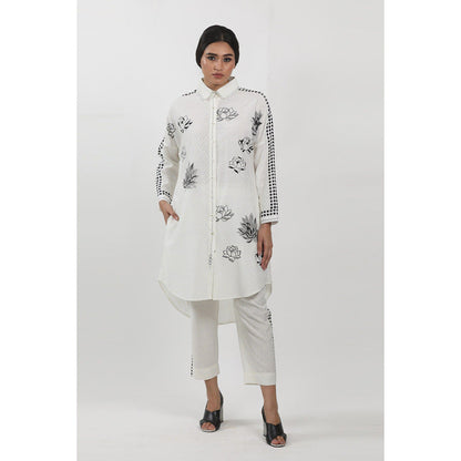 Krishna Mehta White Printed Shirt Tunic