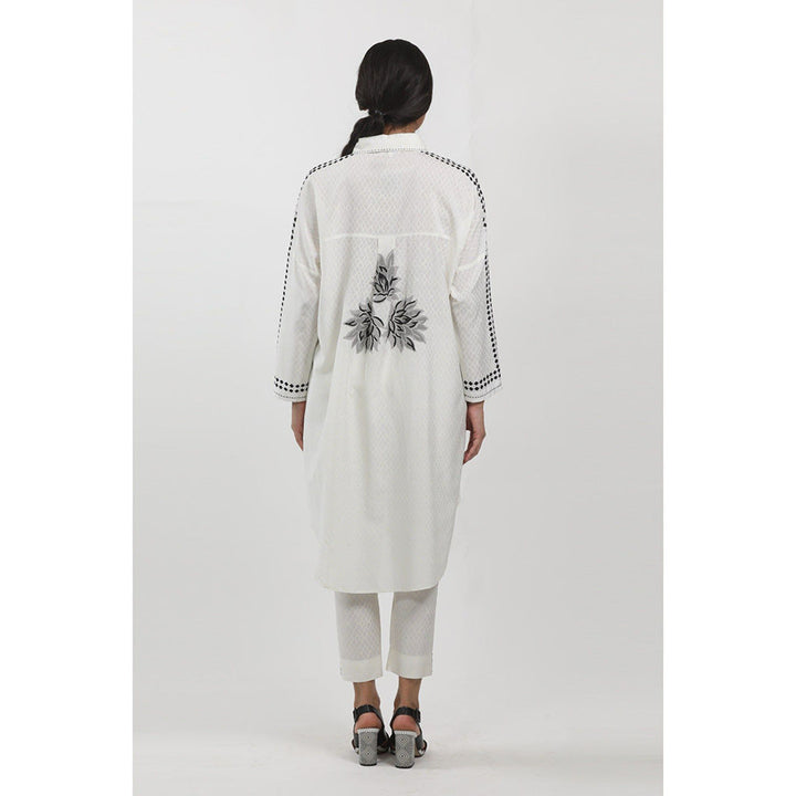 Krishna Mehta White Printed Shirt Tunic