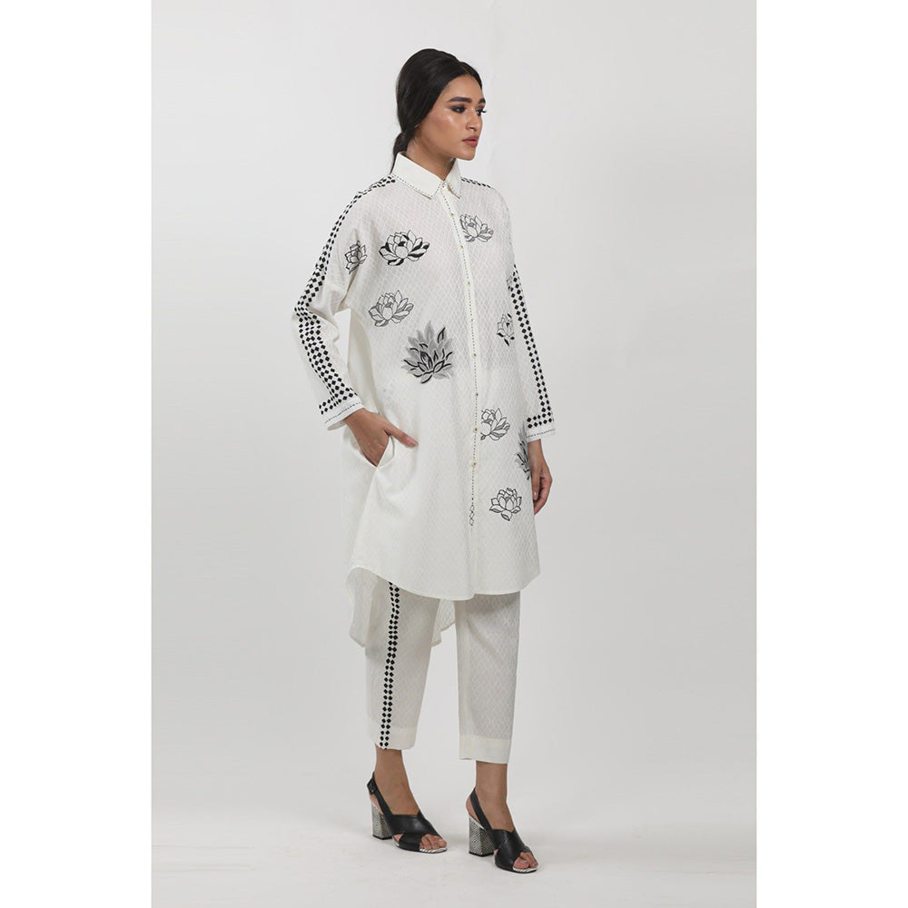 Krishna Mehta White Printed Shirt Tunic