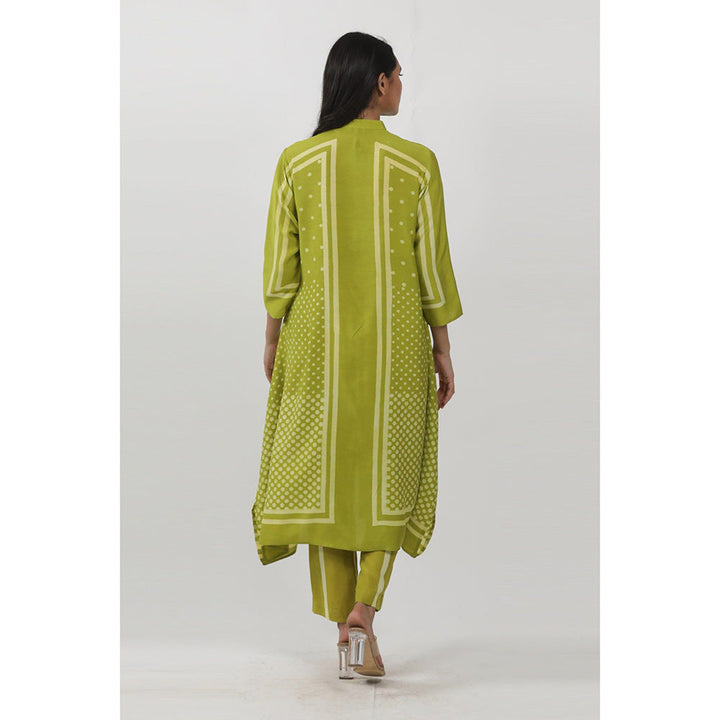 Krishna Mehta Green Dotted Printed Tunic