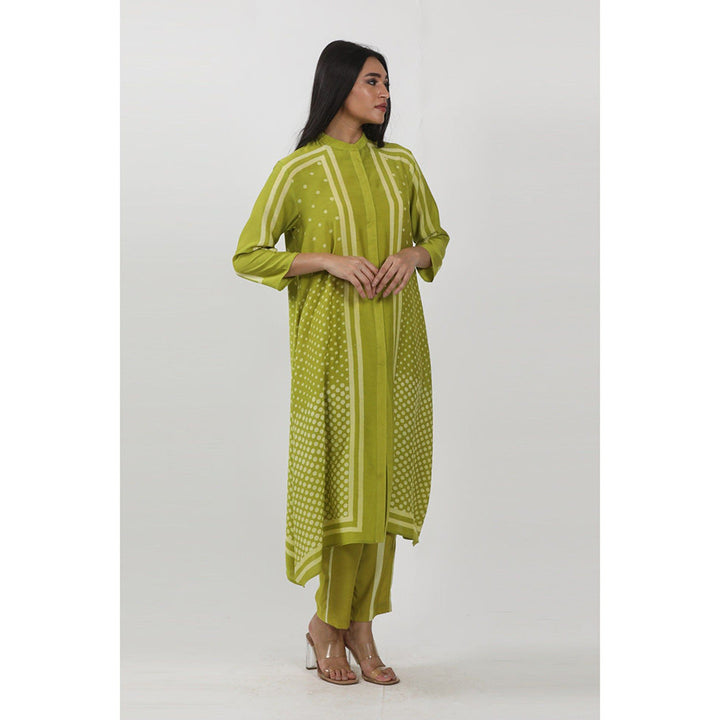 Krishna Mehta Green Dotted Printed Tunic