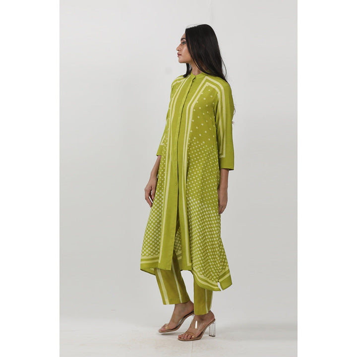 Krishna Mehta Green Dotted Printed Tunic