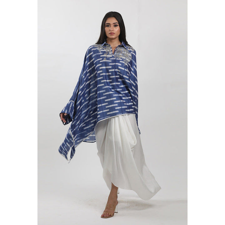 Krishna Mehta Blue Tie-Dye Tunic with Skirt (Set of 2)