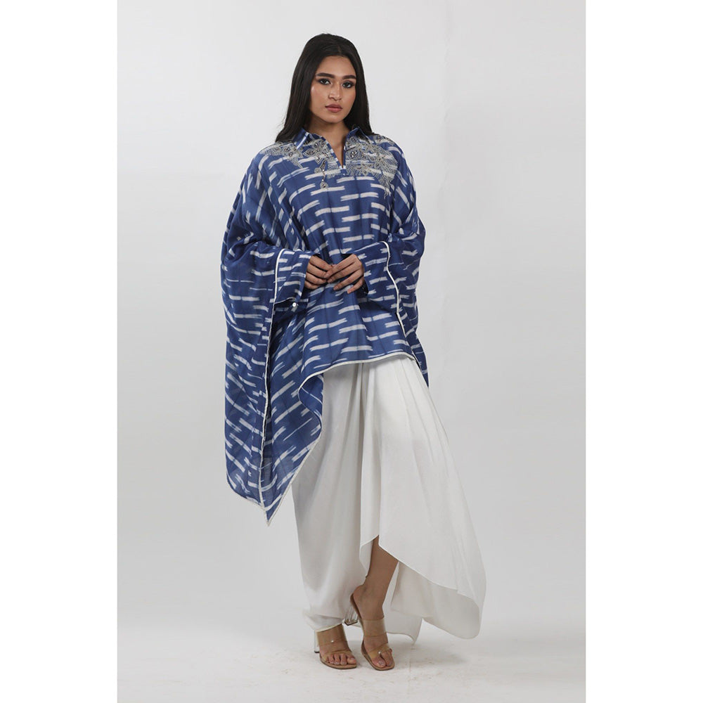 Krishna Mehta Blue Tie-Dye Tunic with Skirt (Set of 2)