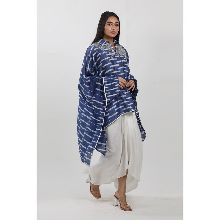 Krishna Mehta Blue Tie-Dye Tunic with Skirt (Set of 2)