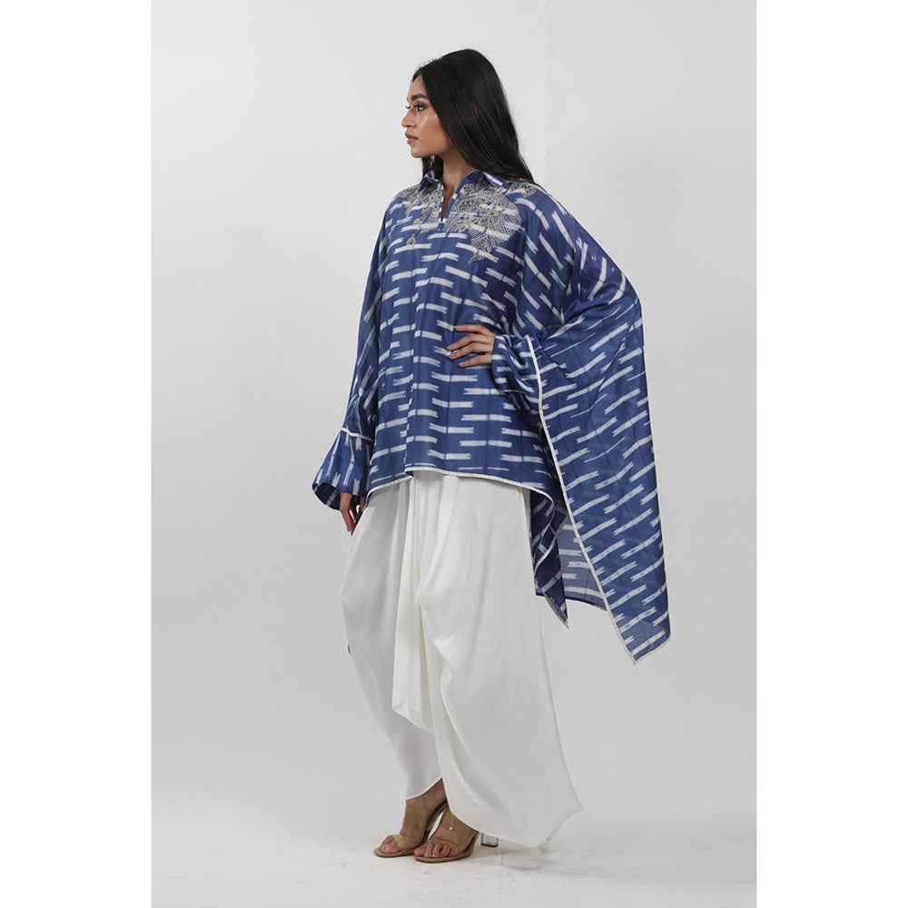 Krishna Mehta Blue Tie-Dye Tunic with Skirt (Set of 2)