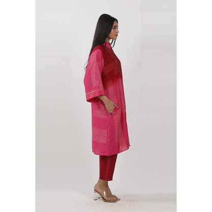 Krishna Mehta Red Shaded Printed Co-Ord (Set of 2)