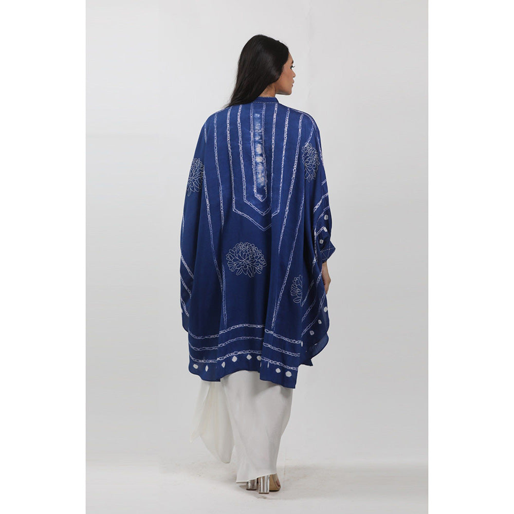 Krishna Mehta Navy Blue Tie-Dye Short Kaftan