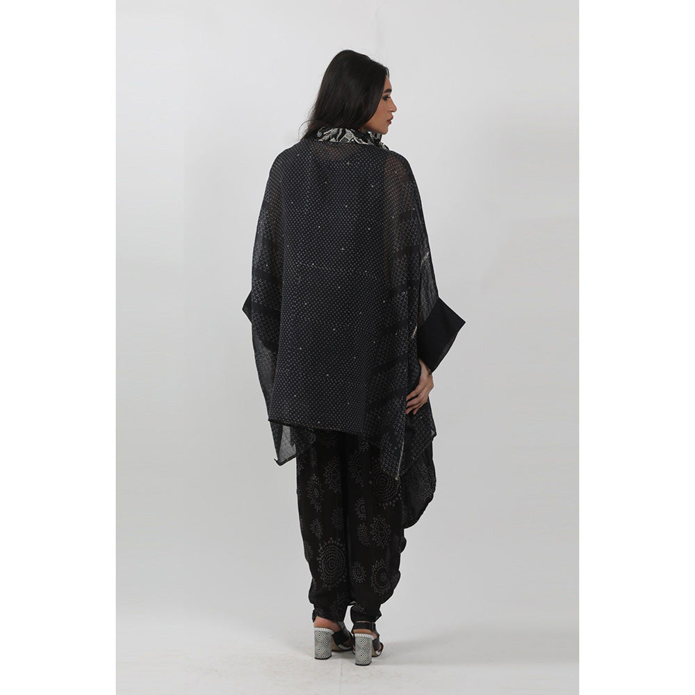 Krishna Mehta Black Printed Short Kaftan