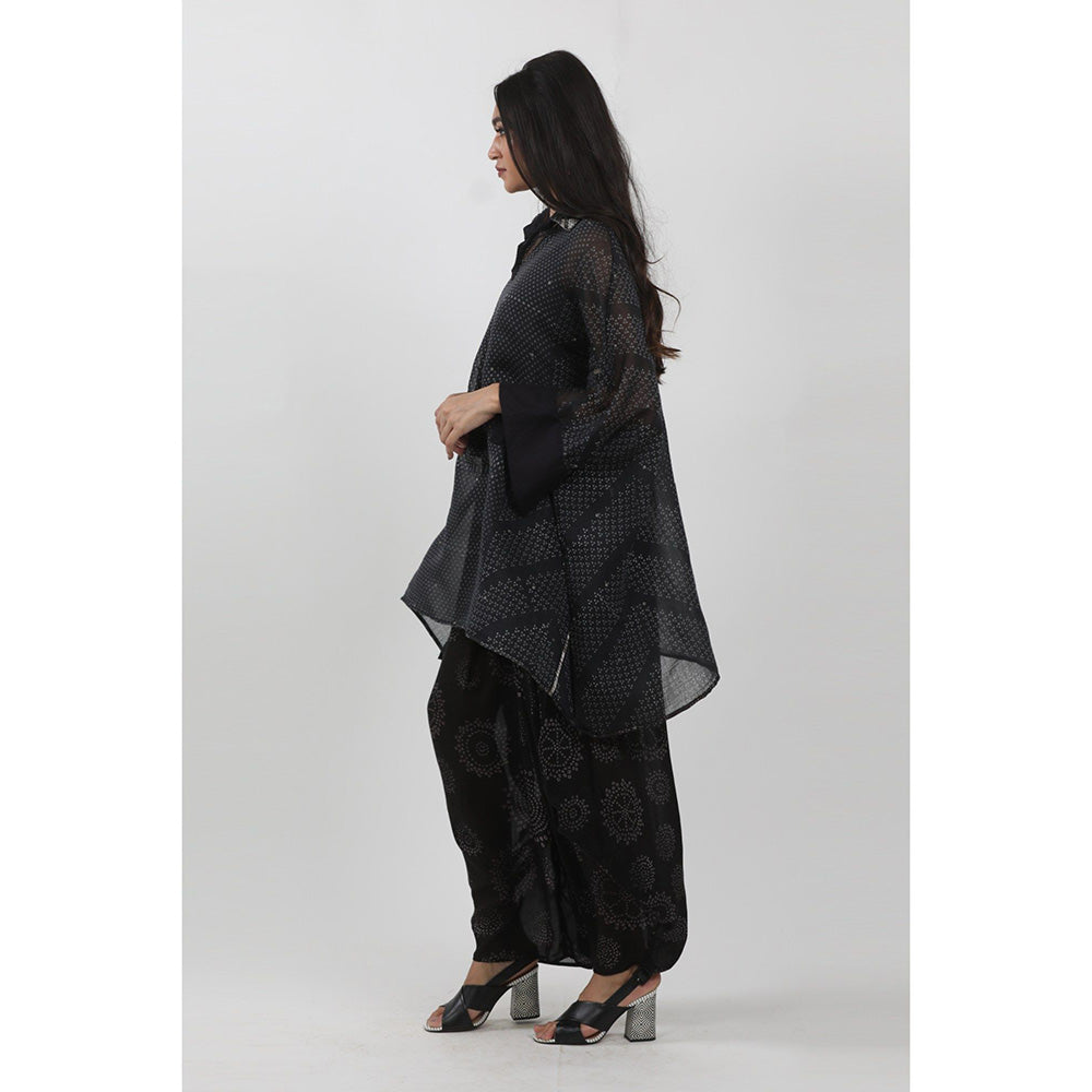 Krishna Mehta Black Printed Dhoti Pants