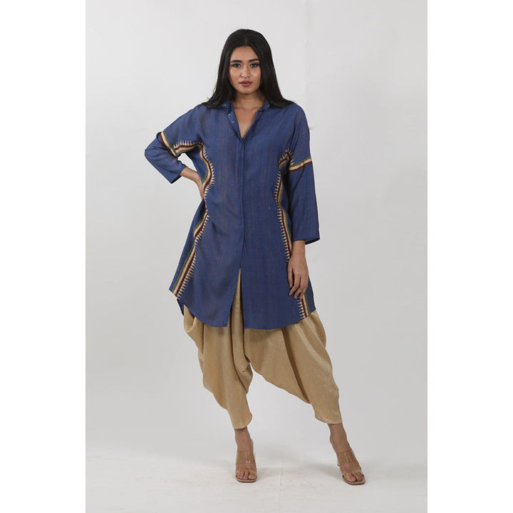 Krishna Mehta Blue Printed Shirt Tunic