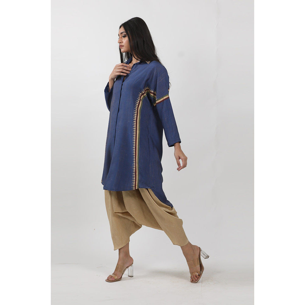 Krishna Mehta Blue Printed Shirt Tunic