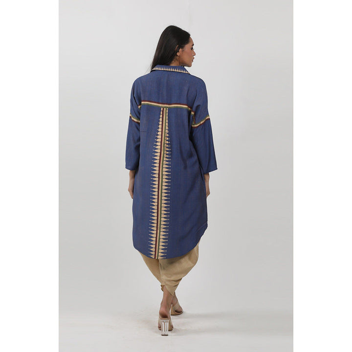 Krishna Mehta Blue Printed Shirt Tunic