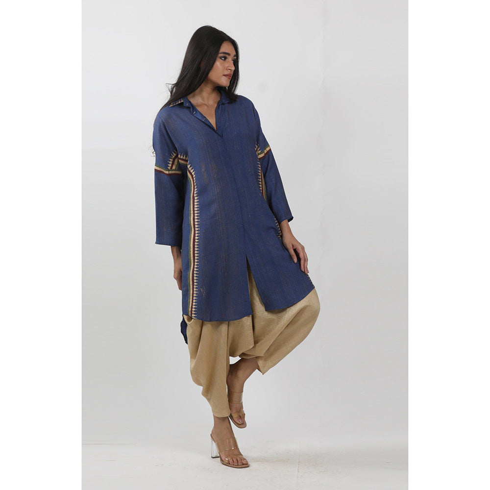 Krishna Mehta Blue Printed Shirt Tunic