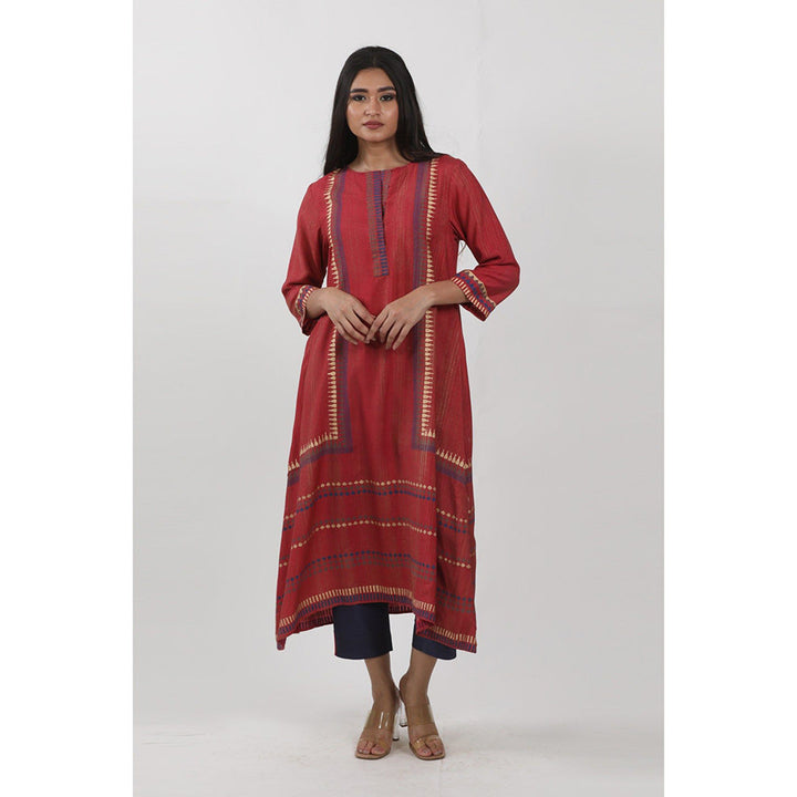 Krishna Mehta Red Block Printed Tunic