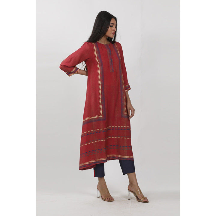 Krishna Mehta Red Block Printed Tunic