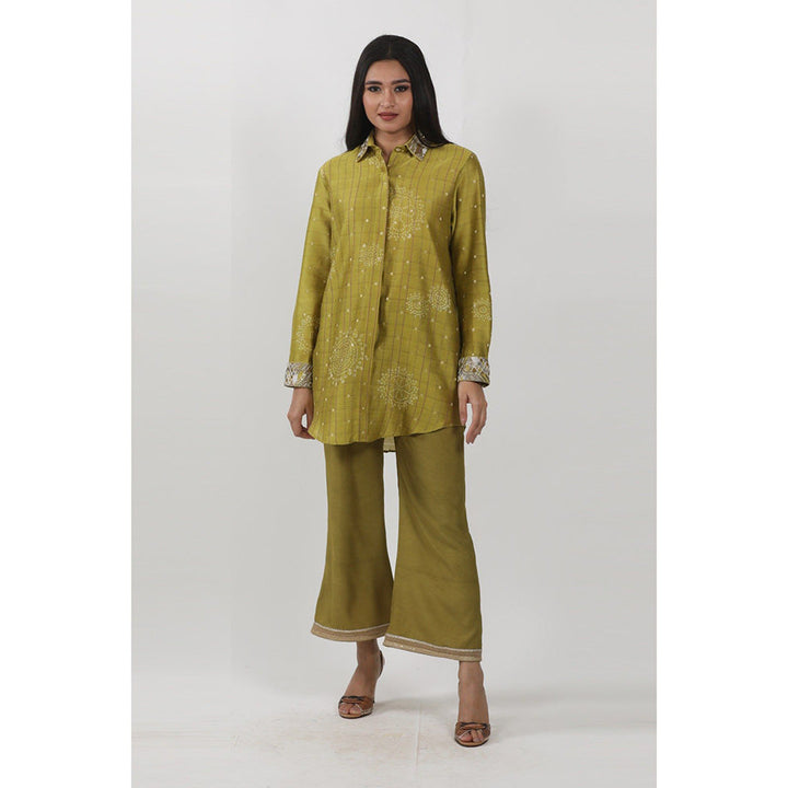 Krishna Mehta Green Block Printed Co-Ord (Set of 2)