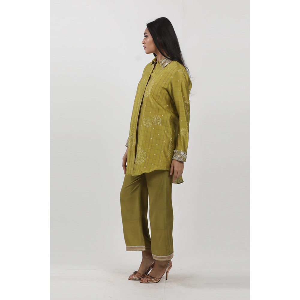 Krishna Mehta Green Block Printed Co-Ord (Set of 2)