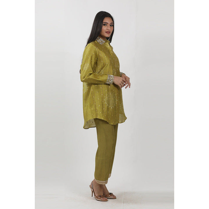 Krishna Mehta Green Block Printed Co-Ord (Set of 2)