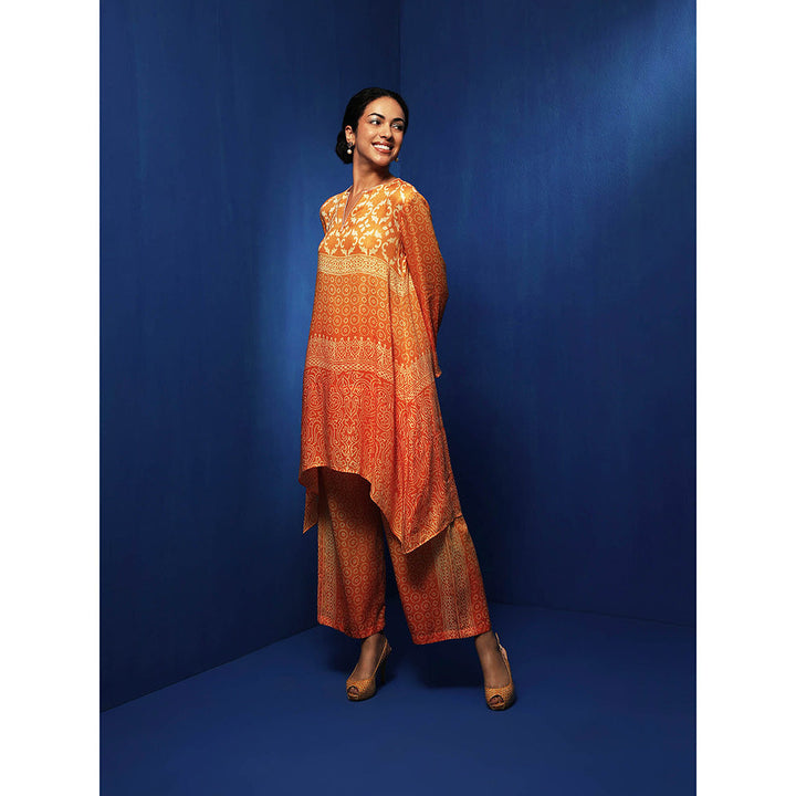 Krishna Mehta Orange Printed Palazzo