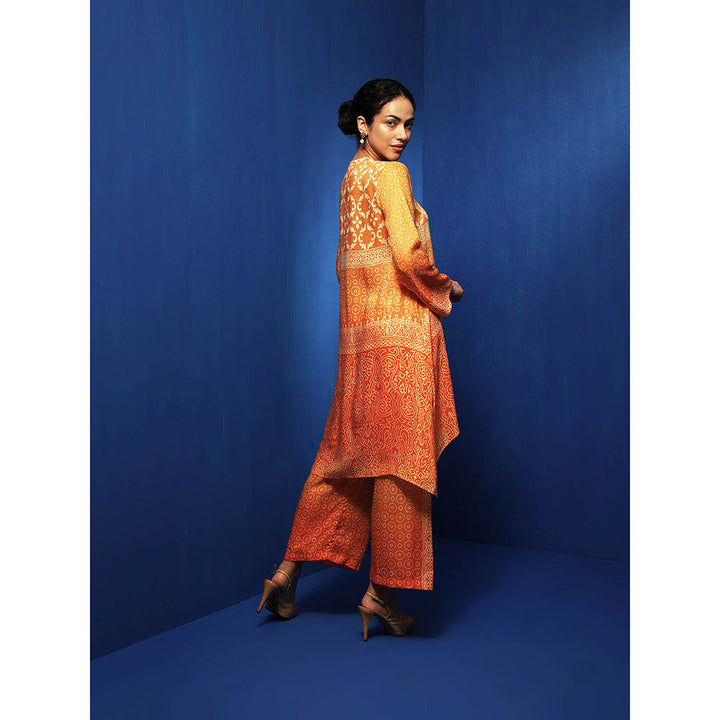 Krishna Mehta Orange Printed Palazzo