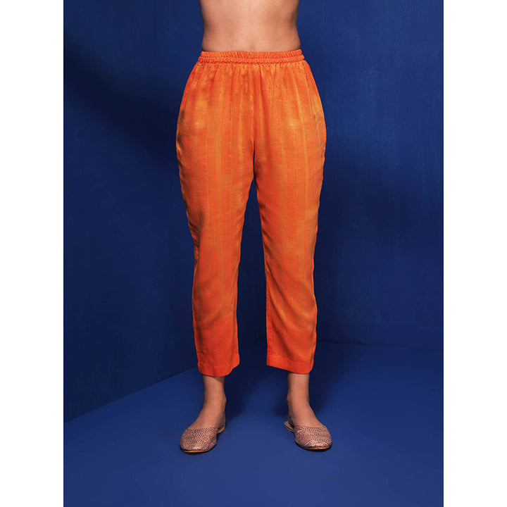 Krishna Mehta Orange Stripes Pant