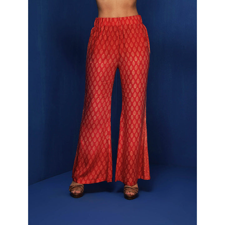 Krishna Mehta Red Printed Pant