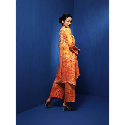 Krishna Mehta Orange Printed Full Sleeves Tunic