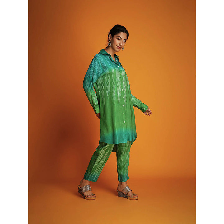 Krishna Mehta Green Full Sleeves Co-Ord (Set of 2)