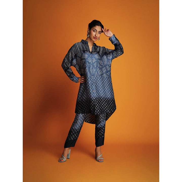 Krishna Mehta Blue Ombre Full Sleeves Co-Ord (Set of 2)