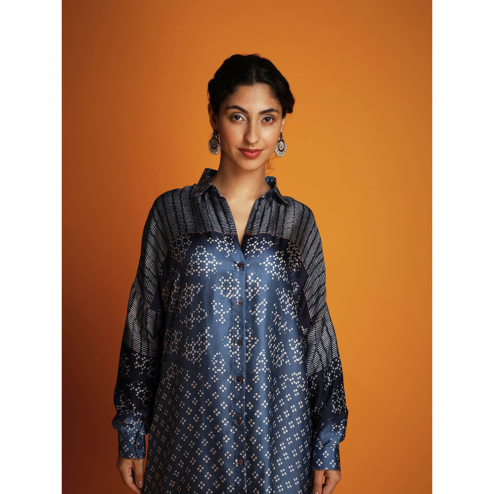 Krishna Mehta Blue Ombre Full Sleeves Co-Ord (Set of 2)