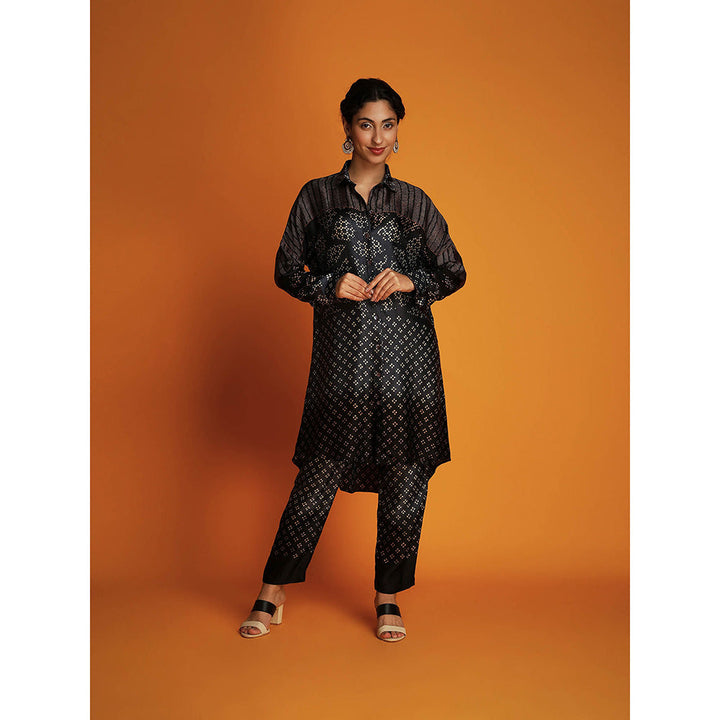 Krishna Mehta Black Printed Full Sleeves Co-Ord (Set of 2)