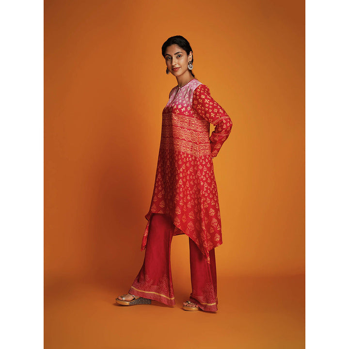 Krishna Mehta Red Printed Full Sleeves Co-Ord (Set of 2)