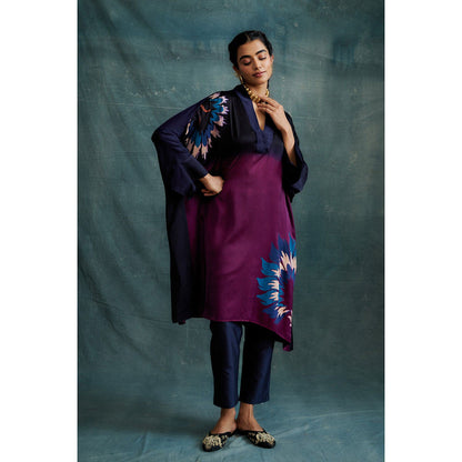 Krishna Mehta Multicolor Shaded Colorblock Kaftan and Pant (Set of 2)