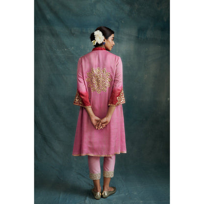 Krishna Mehta Pink Shaded Embroidered Gota Kurta and Pant (Set of 2)