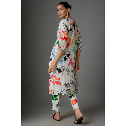 Kriti Bapna Multi-Colour Hand Painted Multicolour Kurta with Pant and Dupatta (Set of 3)