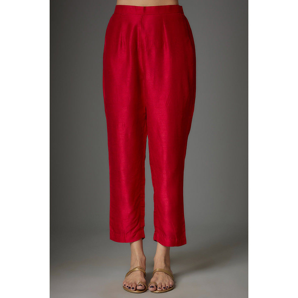 Kriti Bapna Red Hand painted Kurta with Pant and Dupatta (Set of 3)