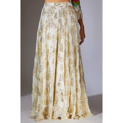 Kriti Bapna Off White Hand painted Kurta with Palazzo (Set of 2)