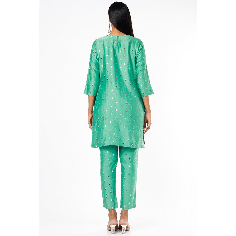 Kriti Bapna Green Mirror Sprinkle Kurta with Pants and Dupatta (Set of 3)