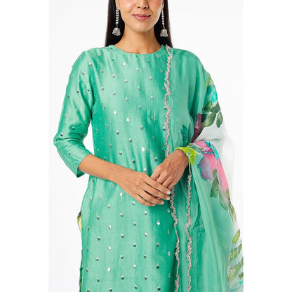 Kriti Bapna Green Mirror Sprinkle Kurta with Pants and Dupatta (Set of 3)