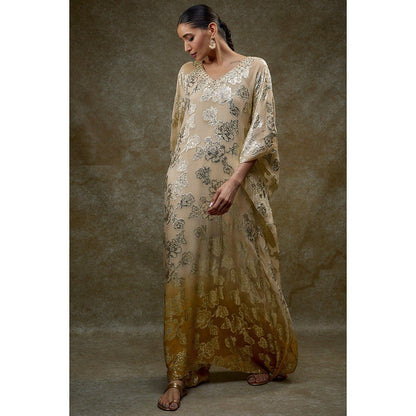 Kriti Bapna Beige Shaded Kaftan Dress with Inner (Set of 2)