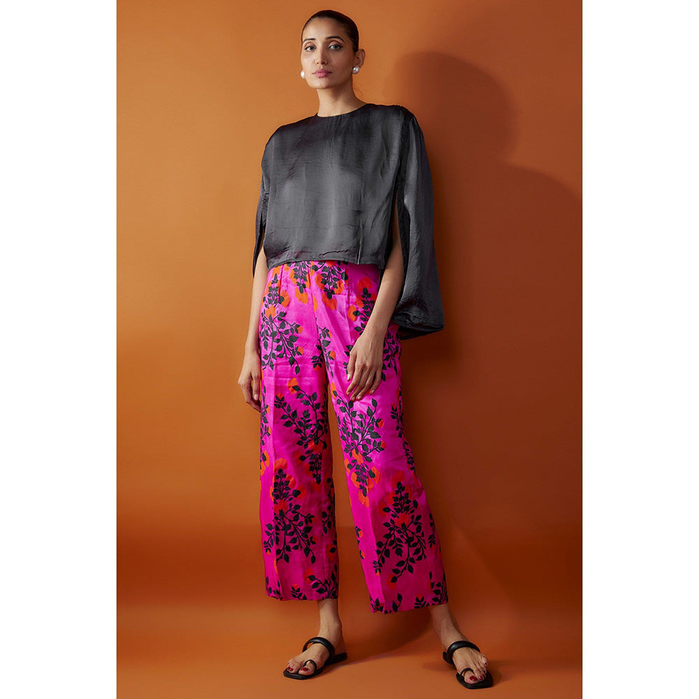 Kriti Bapna Pink Printed Pant with Black Top (Set of 2)