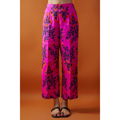Kriti Bapna Pink Printed Pant with Black Top (Set of 2)