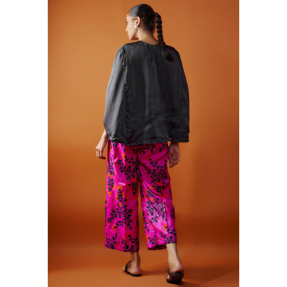 Kriti Bapna Pink Printed Pant with Black Top (Set of 2)
