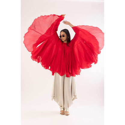 Kriti Bapna Cotton Satin Faired Solid Tunic and Dhoti (Set of 2)