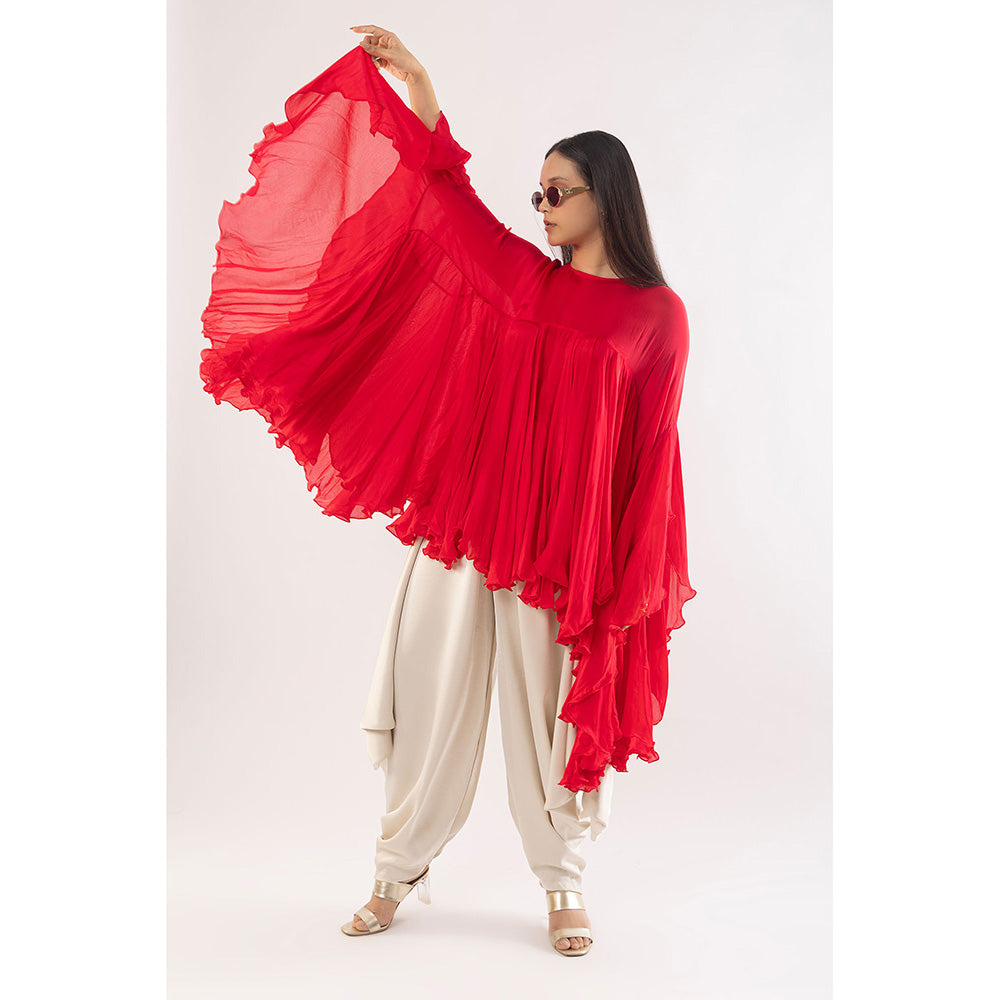 Kriti Bapna Cotton Satin Faired Solid Tunic and Dhoti (Set of 2)