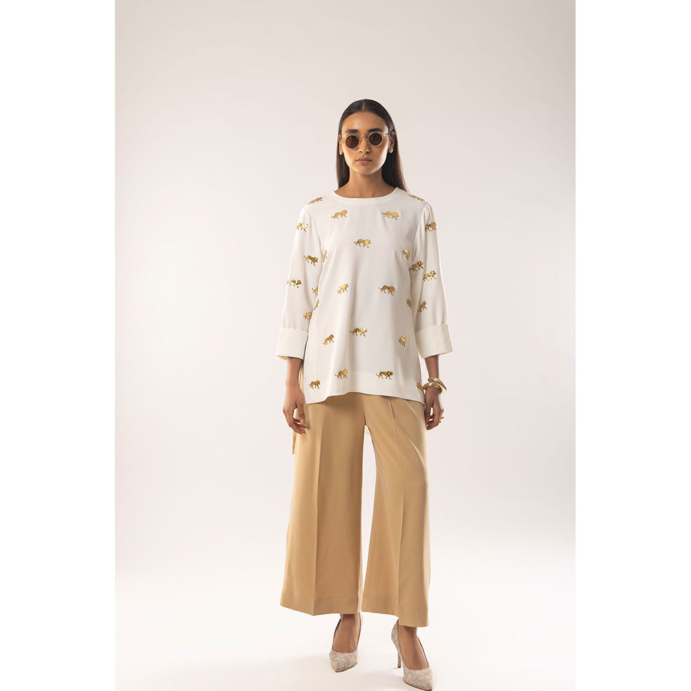 Kriti Bapna White Animal Motif Co-Ord (Set of 2)