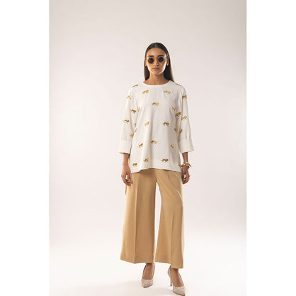 Kriti Bapna White Animal Motif Co-Ord (Set of 2)