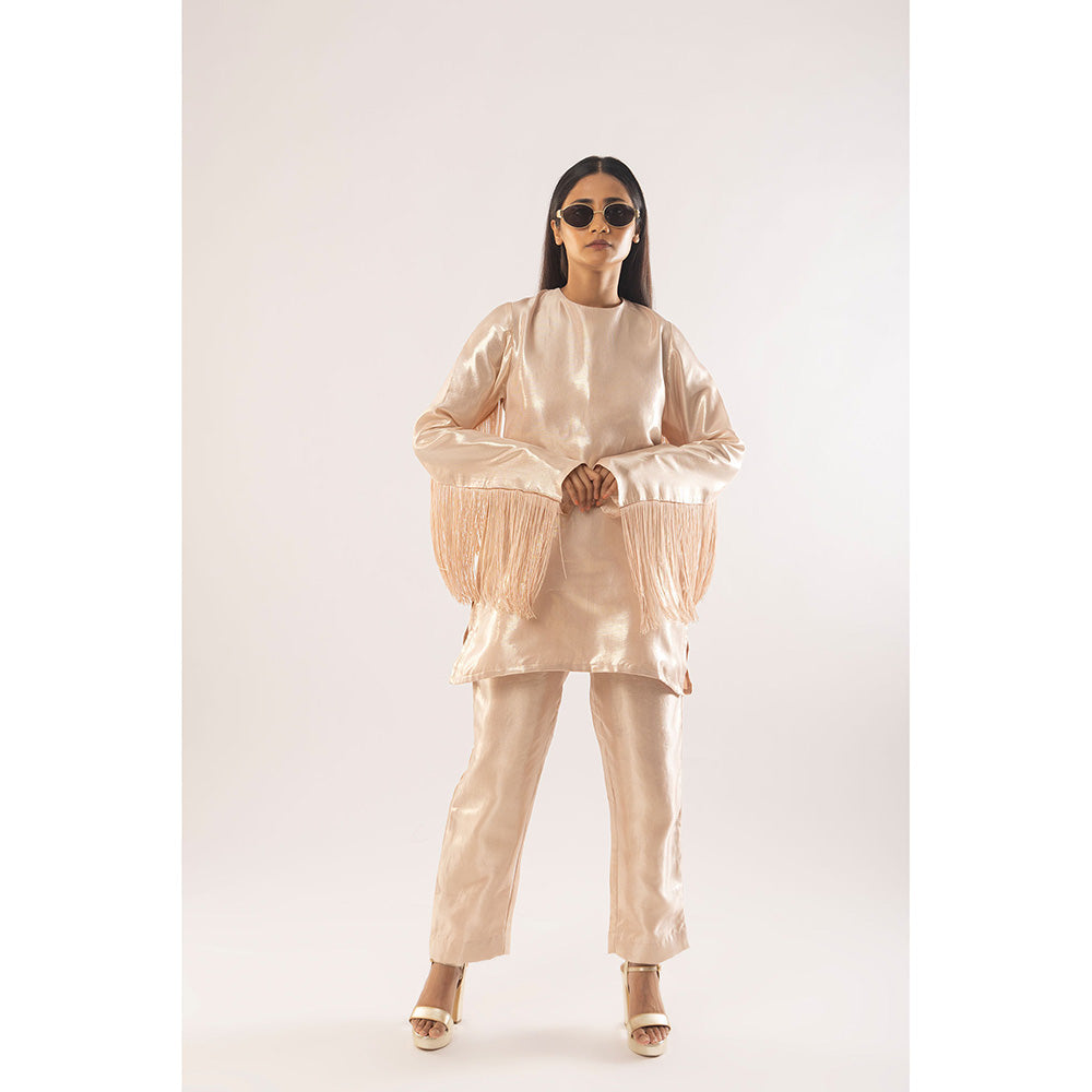 Kriti Bapna Pink Fringe Solid Co-Ord (Set of 2)