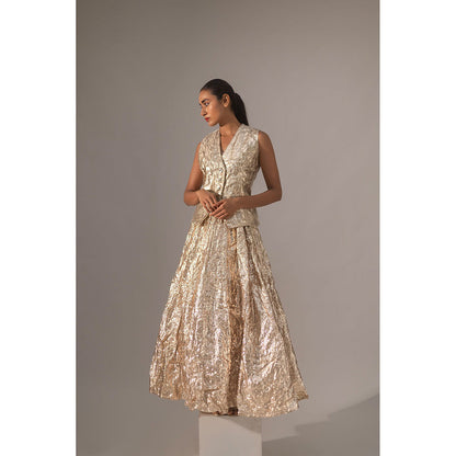 Kriti Bapna Gota Embellished Waist Coat And Skirt (Set of 2)